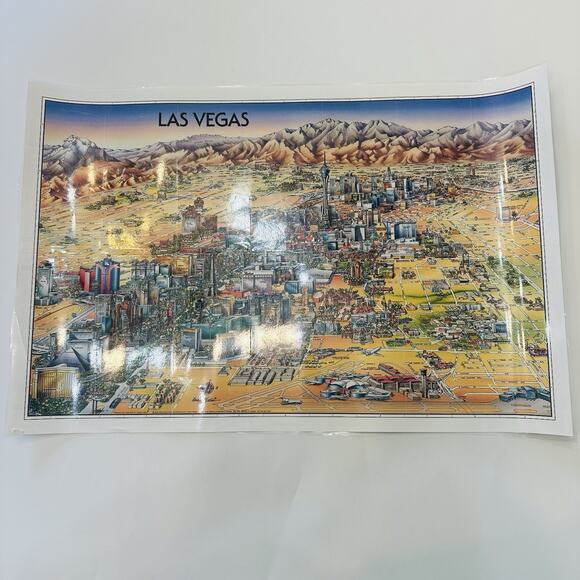 Unique Media Laminated Poster Map Las Vegas Nevada Artistic Illustration 2003/04 - Picture 2 of 11